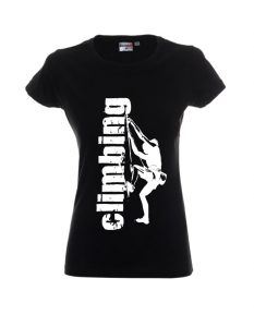 Czarna damska koszulka z napisem climbing dla wspinaczy