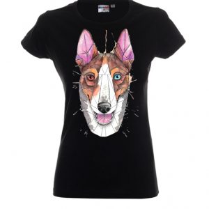 Koszulka damska czarna z motywem psa