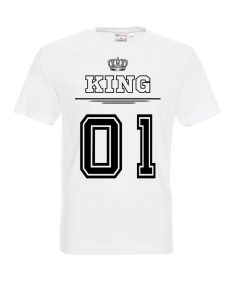 Koszulka biała męska z napisem KING 01