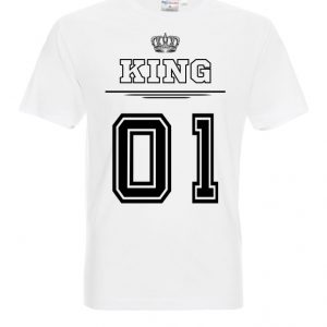 Koszulka biała męska z napisem KING 01