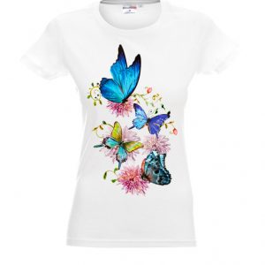Koszulka biała damska w motyle