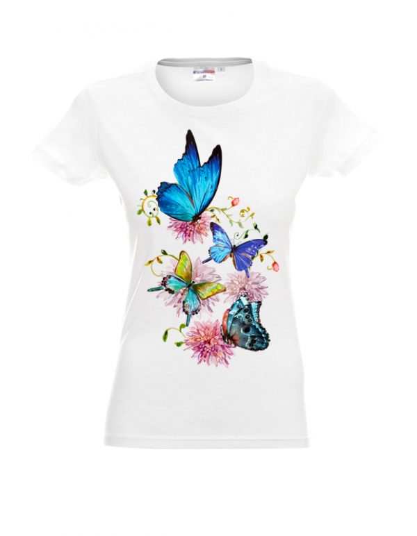Koszulka biała damska w motyle