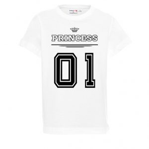 Biała koszulka dla dziewczynki z napisem Priness 01