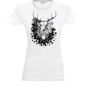 Biała damska koszulka z jeleniem