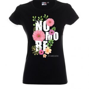 Czarna damska koszulka w kwiaty z napisem "No More"