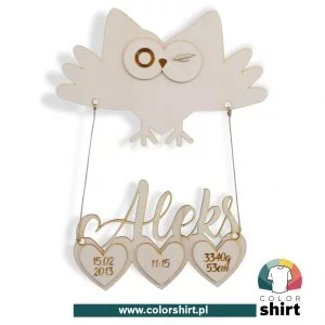 Metryczka z imieniem - sowa