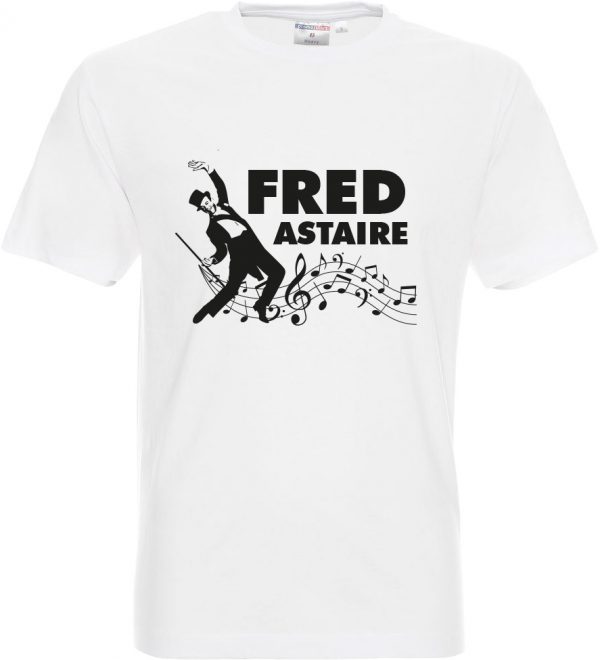 Koszulka z nadrukiem Fred Astaire powstała z myślą o wielbicielach filmów muzycznych lat 40 i fanów wspaniałego tancerza.