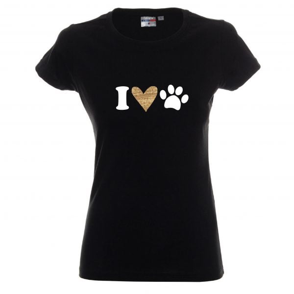 Koszulka z kundelkiem I Love dog, serce i łapka psa
