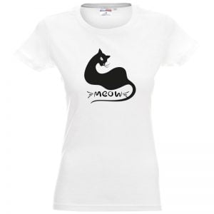 biała koszulka z kotem "Meow"