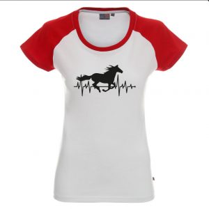 Cardio koń koszulka z biała z czerwonymi rękawkami