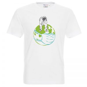 Astronauta na kuli ziemskiej, biała koszulka