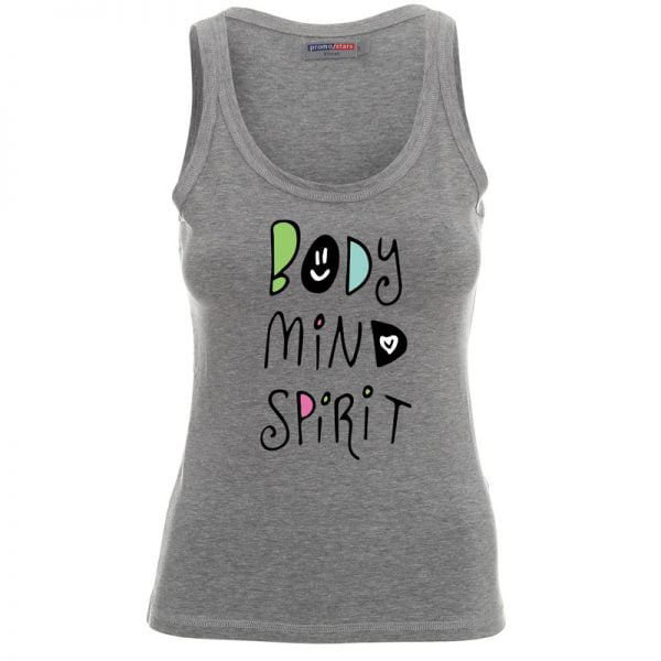 Szara Koszulka na ramiączkach Body Mind Spirit
