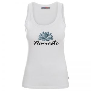 Biała koszulka na ramiączkach Namaste