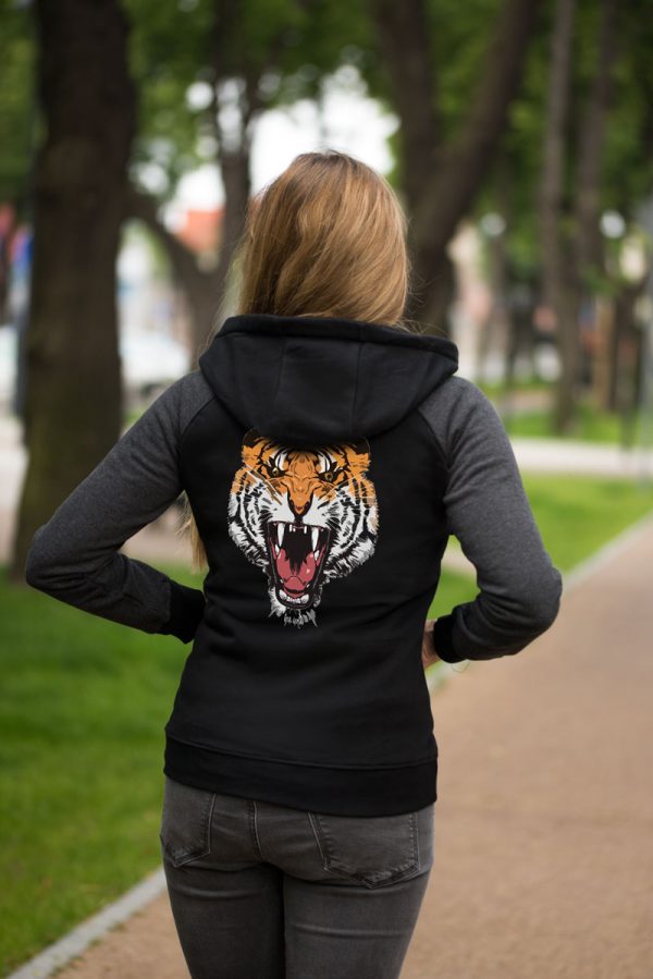 Bluza damska czarna z tygrysem na plecach