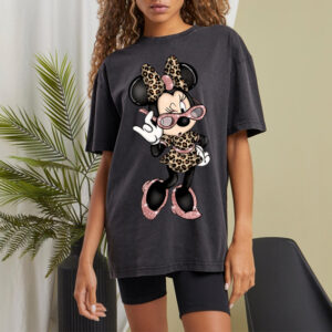 Myszka Minnie wzór 12 nadruk na damskiej koszulce czarnej