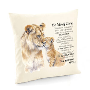 Poszewka Dla córki - mama z nadrukiem lwicy